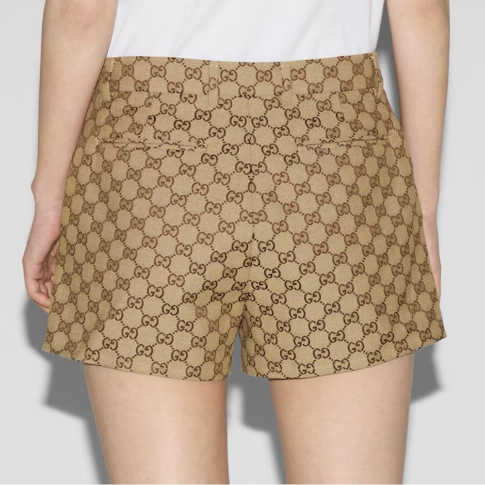 Gucci Beige Brown Monogram High-Waist Shorts - Picture 3 of 7